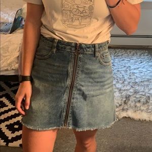 Free People Zip Up Denim Skirt
